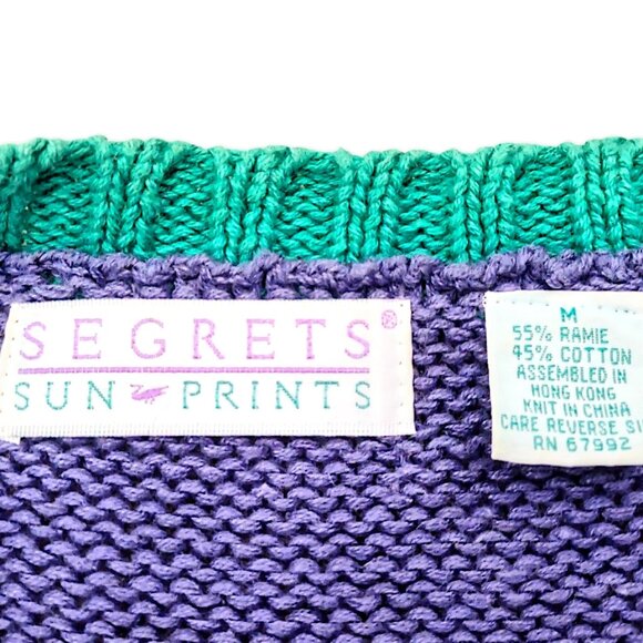 Secrets Sun Prints vintage 90's funk geo pattern chunky knit cardigan M - Picture 5 of 6